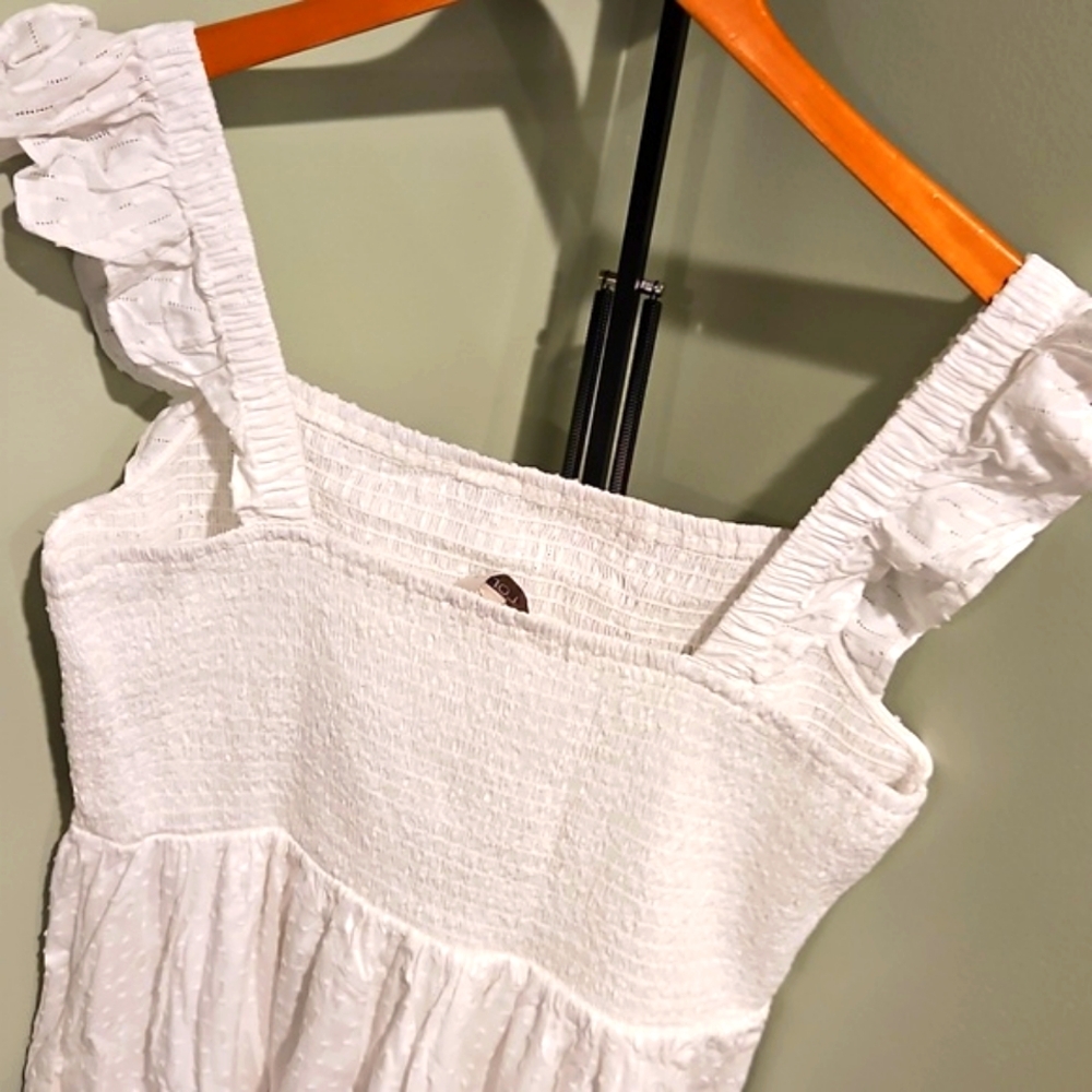 NEW! ANN TAYLOR LOFT Stripe Clip Smocked Ruffle Midi Dress XL. - Picture 7 of 7